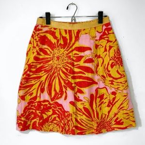 Anthropologie Edme & Esyllte Tropical Floral Linen Skirt Size 0
